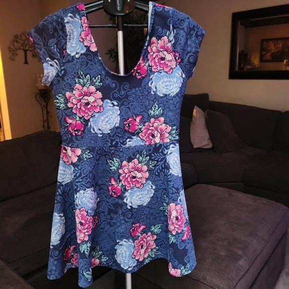 Planet Gold floral print flare junior dress sz XL - Picture 1 of 5